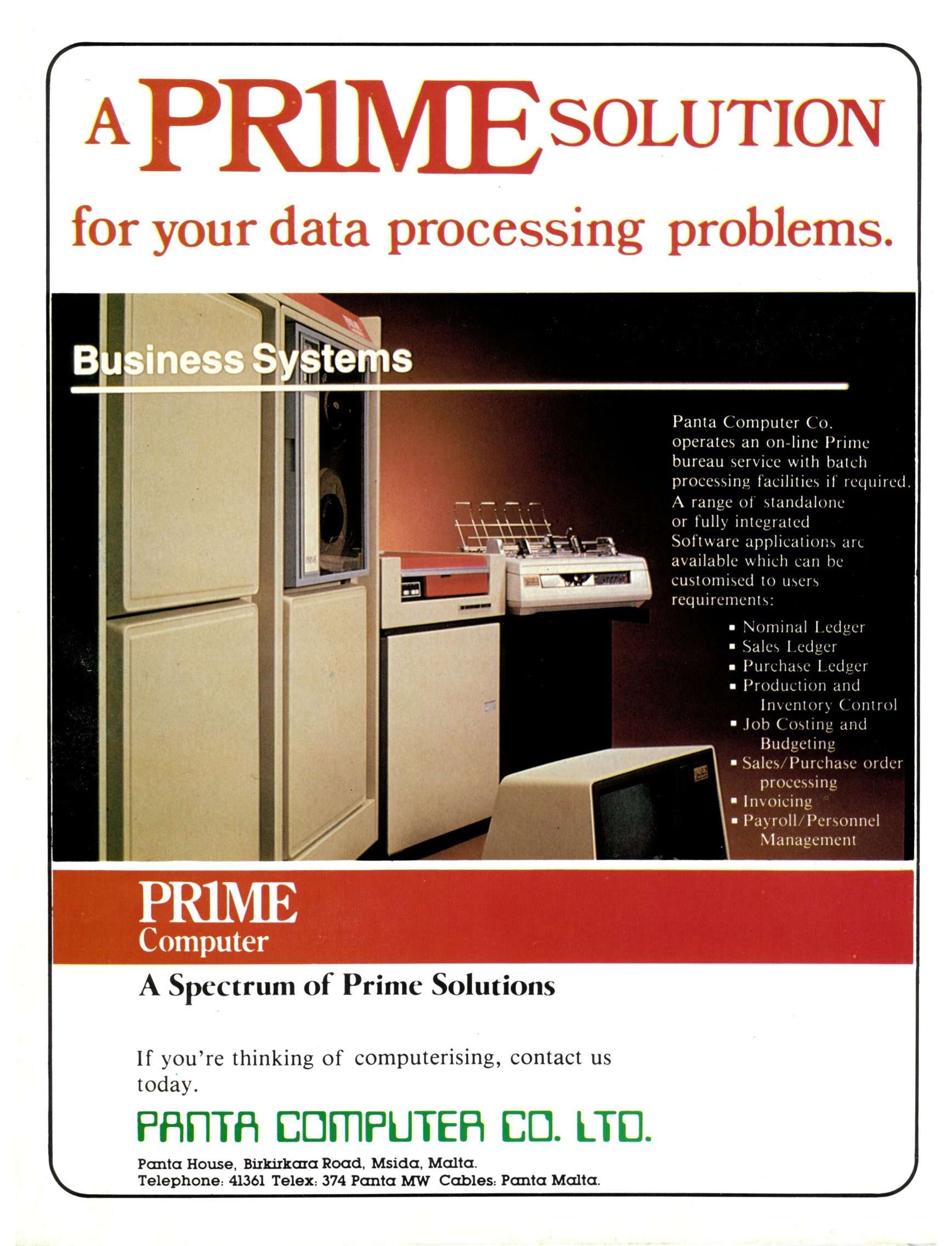 Prime supplied by Panta Computers